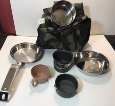 Camp Out Or Bug Out  10 x 7 x9 In Camo Bag W/ Cooking/Eating  Utensils - £10.57 GBP