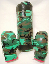 BOXING BAG/CAMO Set with 4 oz. Gloves - 15&quot; Long - £10.93 GBP