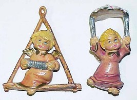 2 ANGELS SMALL VINTAGE CHRISTMAS ORNAMENTS - ITALY - £9.39 GBP
