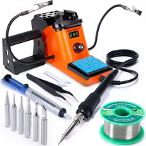 LED Display Soldering Iron Station Kit W 2 Helping Hands, 6 Extra Iron Tips, Rol - £70.94 GBP
