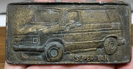 ND21137 VINTAGE 1970s SUPER VAN SOLID BRASS BELT BUCKLE CV JD - £15.57 GBP