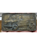 ND21137 VINTAGE 1970s SUPER VAN SOLID BRASS BELT BUCKLE CV JD - $19.79
