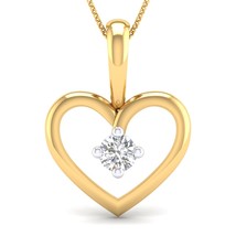 SwaraEcom 14K Yellow Gold Plated Round Cubic Zirconia Solitaire Love Heart Promi - £39.90 GBP