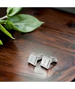 Square Cufflinks-Mother of Pearl Cufflinks-14K White Gold Cufflinks-Wedd... - €1.111,88 EUR
