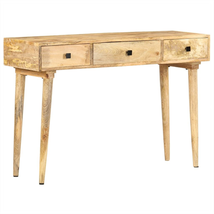 Rustic Vintage Wooden Solid Mango Wood Console Entryway Table With 3 Drawers - £183.58 GBP