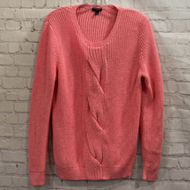 Talbots Womens Large Petite Sweater Pink Chunky Twisted Cable Knit Modal Blend - £9.97 GBP