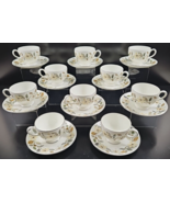 10 Wedgwood Beaconsfield Leigh Cups Saucers Set Vintage Floral England R... - $155.30