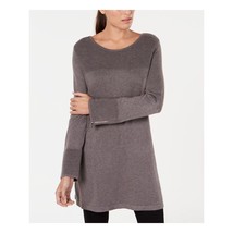 ALFANI Zinc Brown Gray Long Sleeve Ribbed Knit Pullover Tunic Sweater To... - $31.00