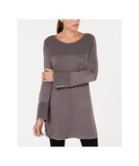 ALFANI Zinc Brown Gray Long Sleeve Ribbed Knit Pullover Tunic Sweater To... - £24.70 GBP