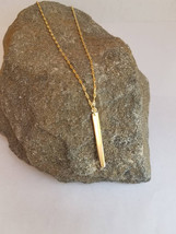 Simple Sterling silver Gold Bar necklace Drop bar charm pendant Minimali... - £23.42 GBP