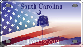 South Carolina Travel Half American Flag Novelty Mini Metal License Plate Tag - £11.95 GBP