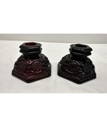 Set of Two (2) Vintage Avon 1876 Cape Cod Ruby Red Candlestick Holders - $23.01 CAD