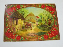 Vintage The Farm Yard Chromolithograph Print Victorian Country Horse Sce... - £31.37 GBP