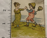 Two Kids Children Holding Hands Colorful Victorian Trade Card VTC 6 - $9.89
