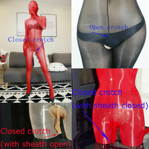 Plus Unisex Ultra Shiny Full Bodystockings Sheer Bodysuit 5 Fingers Glov... - $27.39