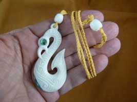 MA-62 Maori Style Swan Fish Hook White Pendant Jewelry Necklace Water Buffalo - $23.36