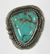 Sterling Silver Navajo Turquoise Ring with Accents Size 6.50 - £81.76 GBP