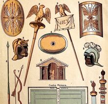 Weapons And Banners Military 1886 Victorian Lithograph Caesar&#39;s Gallic W... - €21,45 EUR