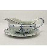 Vtg Gravy Boat w Drip Plate Winterling PM Bavaria Strawflower Blue Mosch... - $59.35