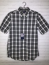 Chaps Mens Size S White Black Plaid Short Sleeve Button Front Down Shirt... - $15.99