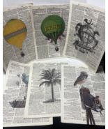 IKEA Steampunk Futuristic Hot Air Balloons Set of 6 Dictionary Pages Pla... - $27.16 CAD