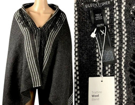 NWT Eileen Fisher Blanket Shawl Charcoal Gray OS Vintage Wool Lofty Italian Wrap - £98.75 GBP