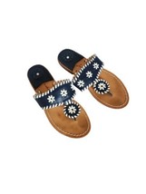 JACK ROGERS FLIP FLOPS THE ORIGINAL JACKS FLAT SANDAL NAVY BLUE WHITE SH... - £21.43 GBP