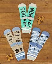 NEW Womens Dog Mom Slipper Socks 3 Pair Pack puppy paw print designs non... - £11.17 GBP