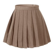 Girl`s Pleated Short School Uniform skirt Fancy up Costumes Skirts (S,Dark Brown - $21.77