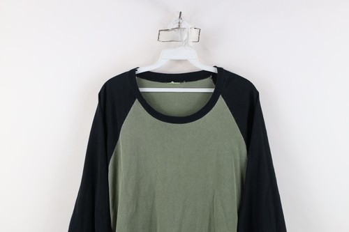 Vintage 90s Y2K Streetwear Mens 2XL Faded Blank 3/4 Sleeve Raglan T-Shirt Green Item image 2