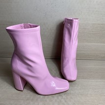 Steve Madden LYDEN Synthetic Pink Square Toe Side Zip Block Heel Boots Size 6M - £19.50 GBP