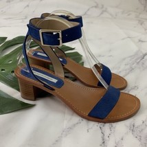 DVF Diane Von Furstenberg Cami Sandal Heel Size 9.5 Blue Leather Ankle S... - £36.08 GBP
