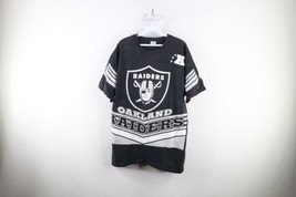 Vtg 90s Mens Large Spell Out All Over Print Oakland Raiders Football T-Shirt USA - £77.86 GBP