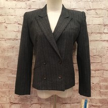 Liz Claiborne Gray Wool Herringbone Tweed Career Blazer NEW Vintage 80s ... - $49.00