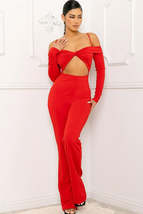 Red Spaghetti Shoulder Strap Cutout Jumpsuit - $35.00