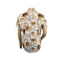 Men's Sports Shirt by MIZUMI Medallion Floral Printed Short Sleeves M648 White image 12