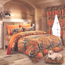 17 Pc Orange Camo Set King Comforter Sheets Pillowcases And 2 Curtain Sets - £112.18 GBP