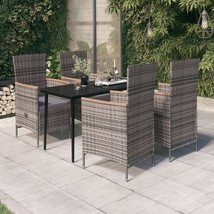  Garden Dining Set Grey and Black PE Rattan 5-Piece Set - $787.49