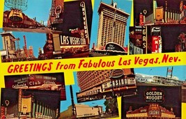 Las Vegas Nv~Luxury Hotels &amp; Clubs In DOWNTOWN-GREETINGS~GIANT Postcard - £6.99 GBP