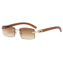 Heptagram Rectangle Fashion Rimless Sunglasses For Women Men Gangster 90S Framel - £23.72 GBP