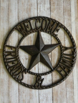 Texas Star Welcome Family &amp; Friends Sign Cast Iron Western Large Size 11... - $32.68
