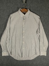 Perry Ellis City Fit Gray White Striped Casual Button Shirt Men Extra La... - $12.73