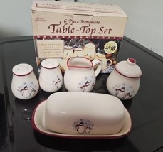 Royal Seasons 6-piece Stoneware Table Top Set Snowman Holiday w/Box Christmas  - £18.19 GBP