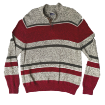 Chaps Ralph Lauren Sweater Adult XXL 2X Gray Red Dad Knit Henley Pullover EUC - £14.59 GBP