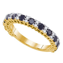 10k Yellow Gold Round Black Diamond Wedding Anniversary Ring 1.00 Ctw - £239.00 GBP