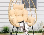 Wicker Rocking Egg Chair, Outdoor Patio Rocking Chair With Cushioned Com... - $326.99