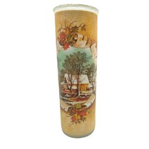 Sugar Frosted 9&quot; Glass Pillar Christmas Candle Holder House Cabin Mill U... - $42.06