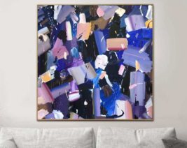 Extra Large Original Blue Modern Purple Paintings On Canvas | SUITABLE E... - £1,493.94 GBP