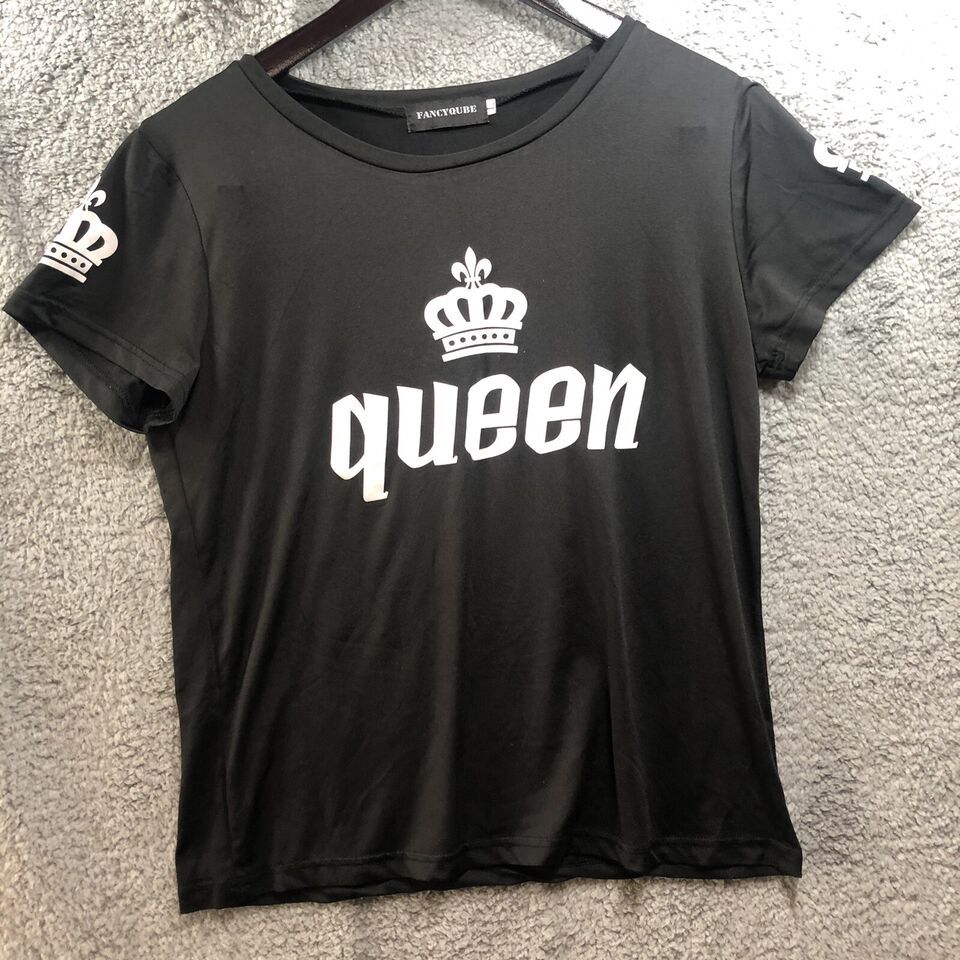 Primary image for Fancyqube Queen Shirt Size Large Black Crown Short Sleeve
