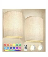 2-Pack Modern Indoor Battery Operated Wall Lights with Remote Control RG... - $20.78